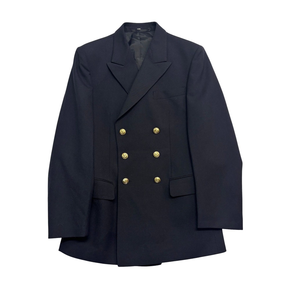 vtg 1977 German Bundesmarine 36R Midnight Navy Double Breasted Blazer Jacket